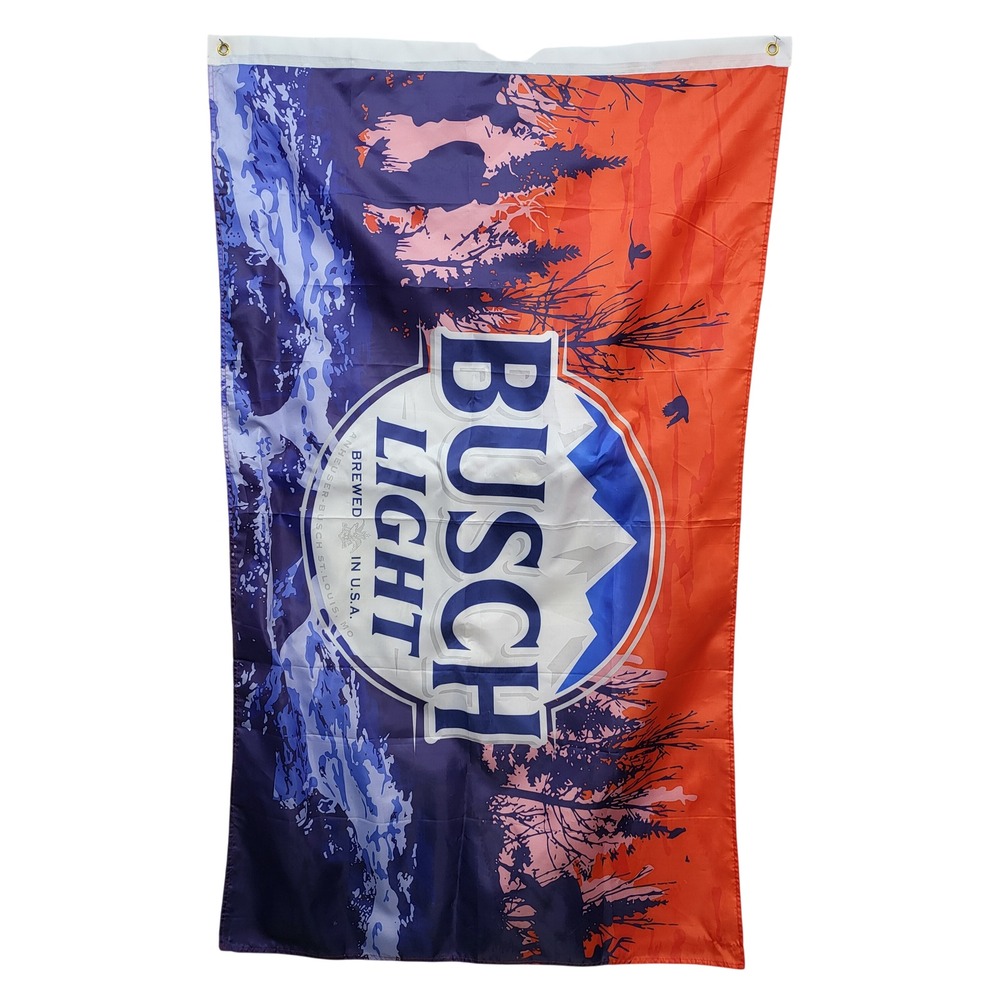 Busch Light Beer Flag Banner Mountain Forest Blue Orange 3x5 Ft Man Cave Decor